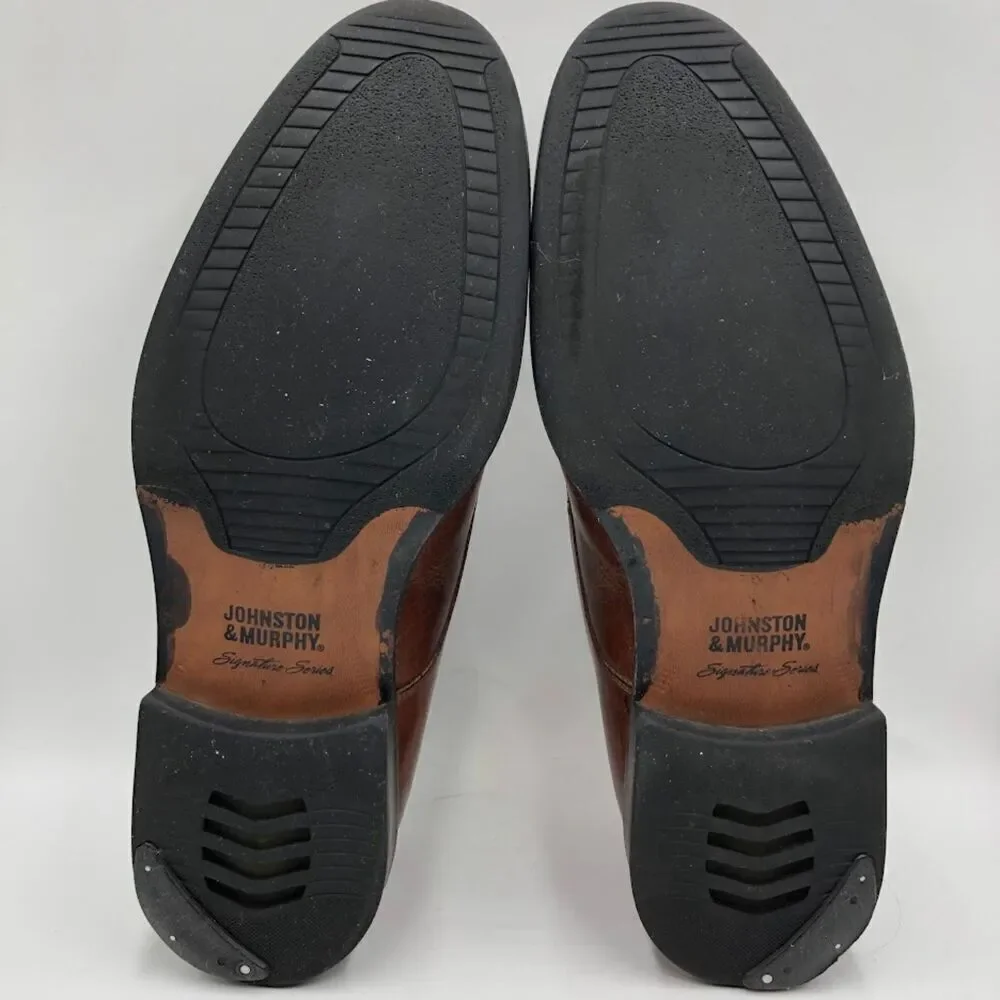Johnston & Murphy Men's Brown Leather Monk Buckle Style Shoes 11.5M Sheepskin